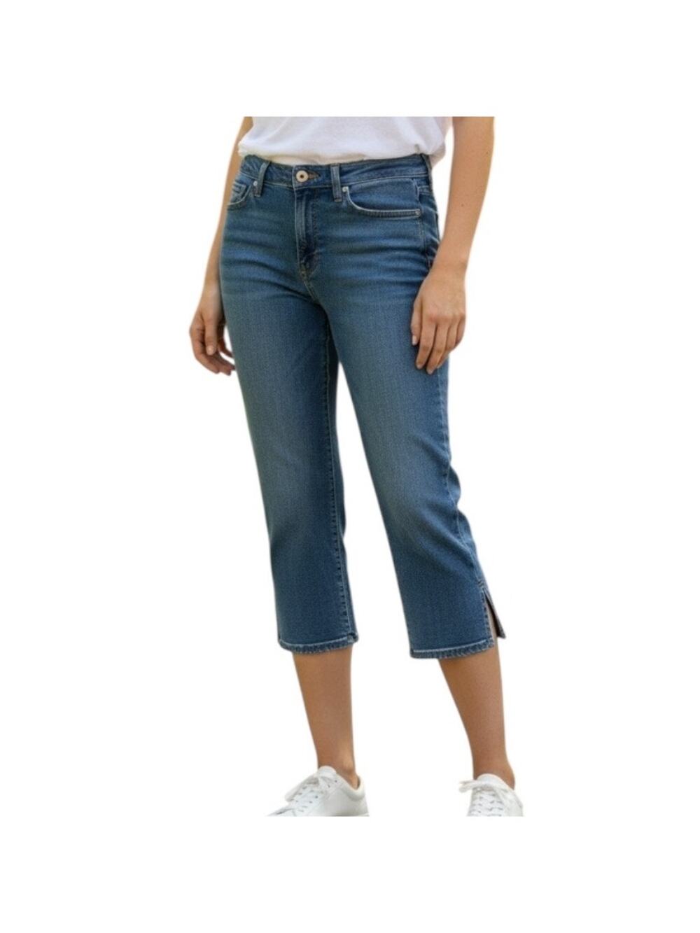 Vintage Tommy Hilfiger High Rise Cropped Jeans 10 Y2K Split Hem Cotton Denim